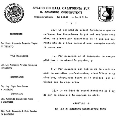 Constitución Política del Estado Libre y Soberano de Baja California Sur, 1975